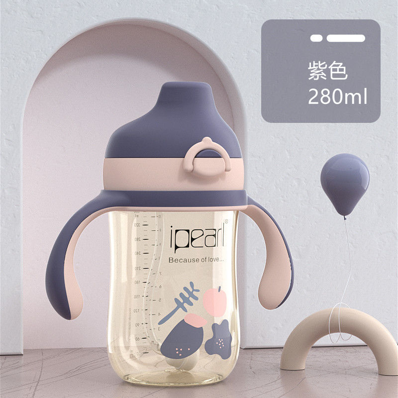 พลาสติกรักเบลล์เรียนรู้การดื่มถ้วยเด็กดื่มถ้วยกับฟางเป็ดปากขวดทารกแบบ dual-ใช้ขนาดใหญ่