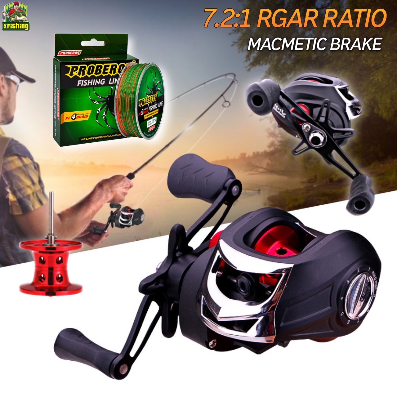 รอกหยดน้ำ LIZARD LURE KILLER BAITCASTING REEL รอกตกปลา  มีทั้งหมุนซ้ายและหมุนขวา (รอบ 7.2:1)