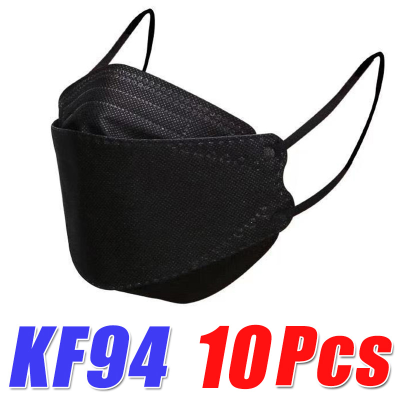 หน้ากากอนามัย KF94 หน้ากากทรงเกาหลี 3D ขาว-ดำ หน้ากากป้องกันฝุ่นละออง ป้องกันเครื่องสำอางเลอะเทอะได้ดี หายใจสะดวก ใส่สบาย 10ชิ้น/แพ็ค