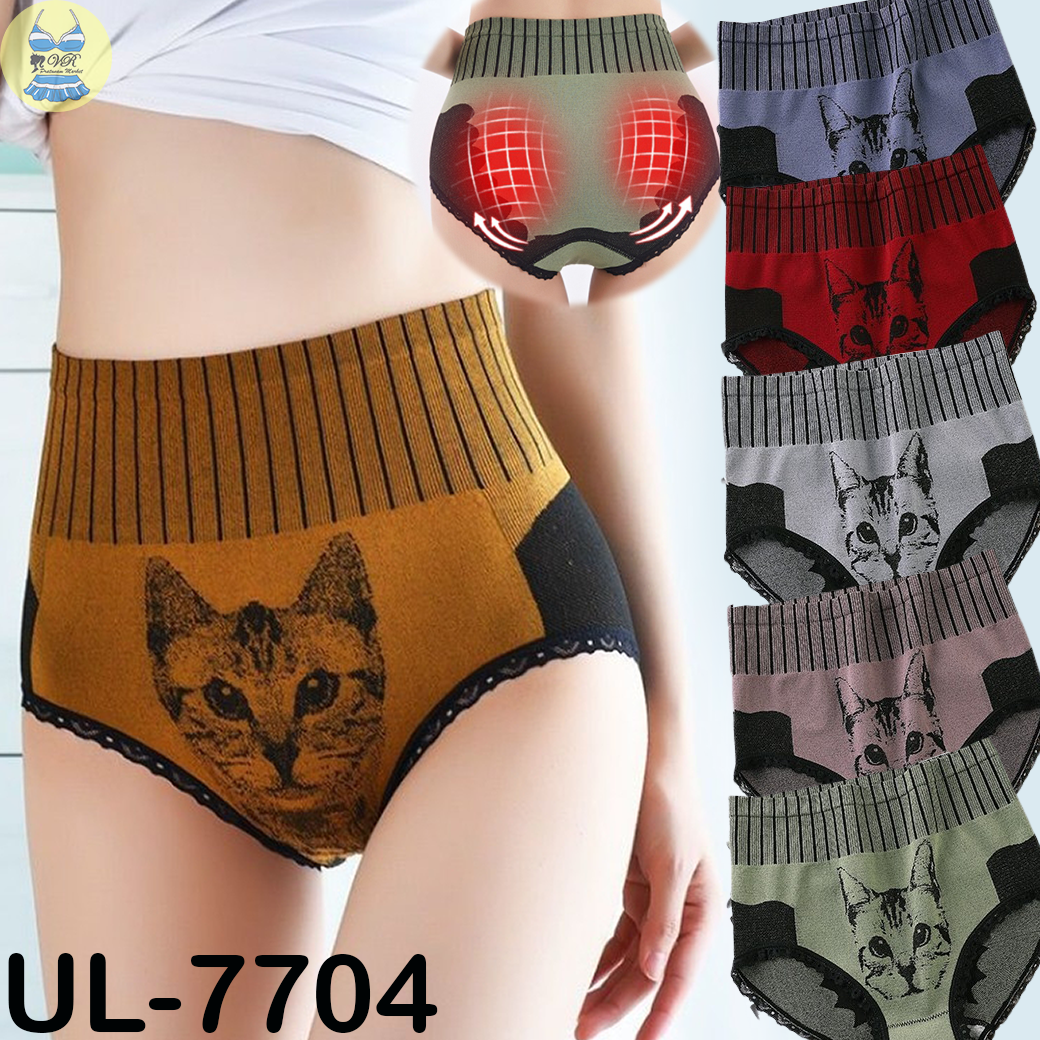 UL-7704 กางเกงใน กางเกงในหญิง กางเกงในเอวสูง กางเกงลายลายแมว กางเกงซับใน กางเกง3D กางงเกงในไร้ขอบ