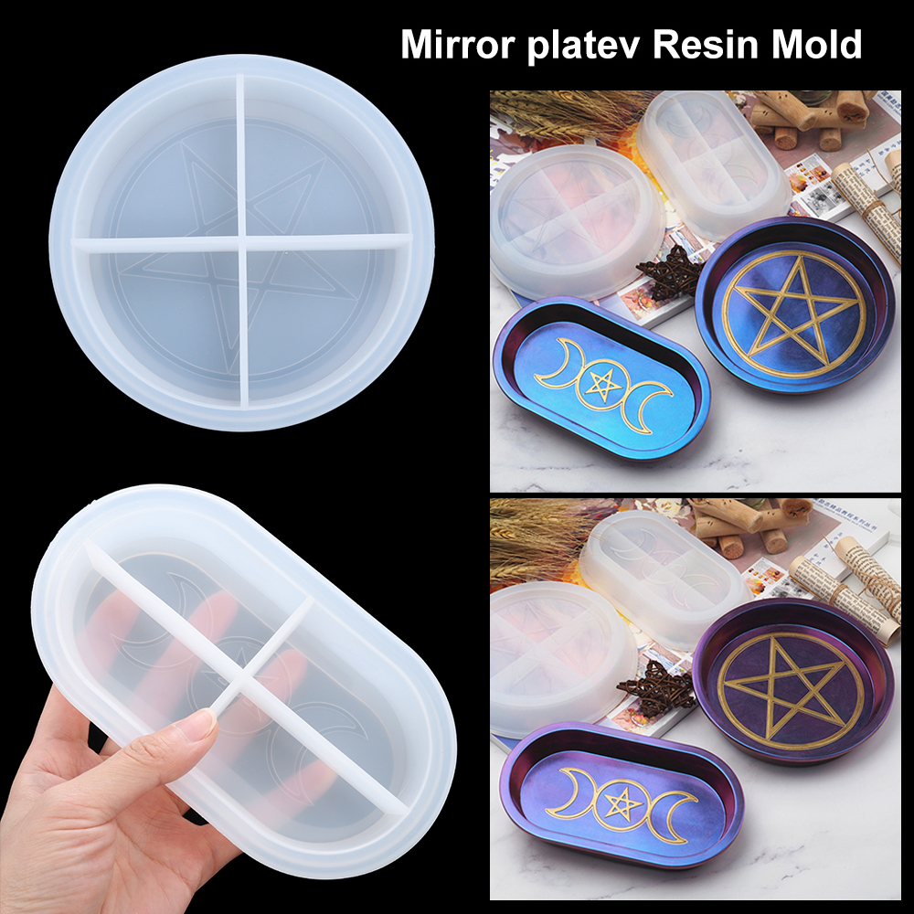 TIANBEI DIY Arts Pentagram Plate Crystal Box Resin Mold Dish Making Tools Silicone Mould Tray Mold