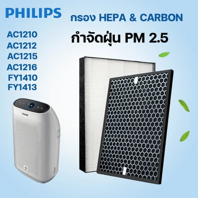ไส้กรองเครื่องฟอกอากาศ Philips AC1215/AC1212/AC1216/AC1210 มีไส้กรอง 2 ชิ้น HEPA filter กรองฝุ่นและ Carbon filter FY1410/FY1413 ขจัดมลพิษ PM 2.5 ขจัดขนและกลิ่นจากสัตว์ (1)
