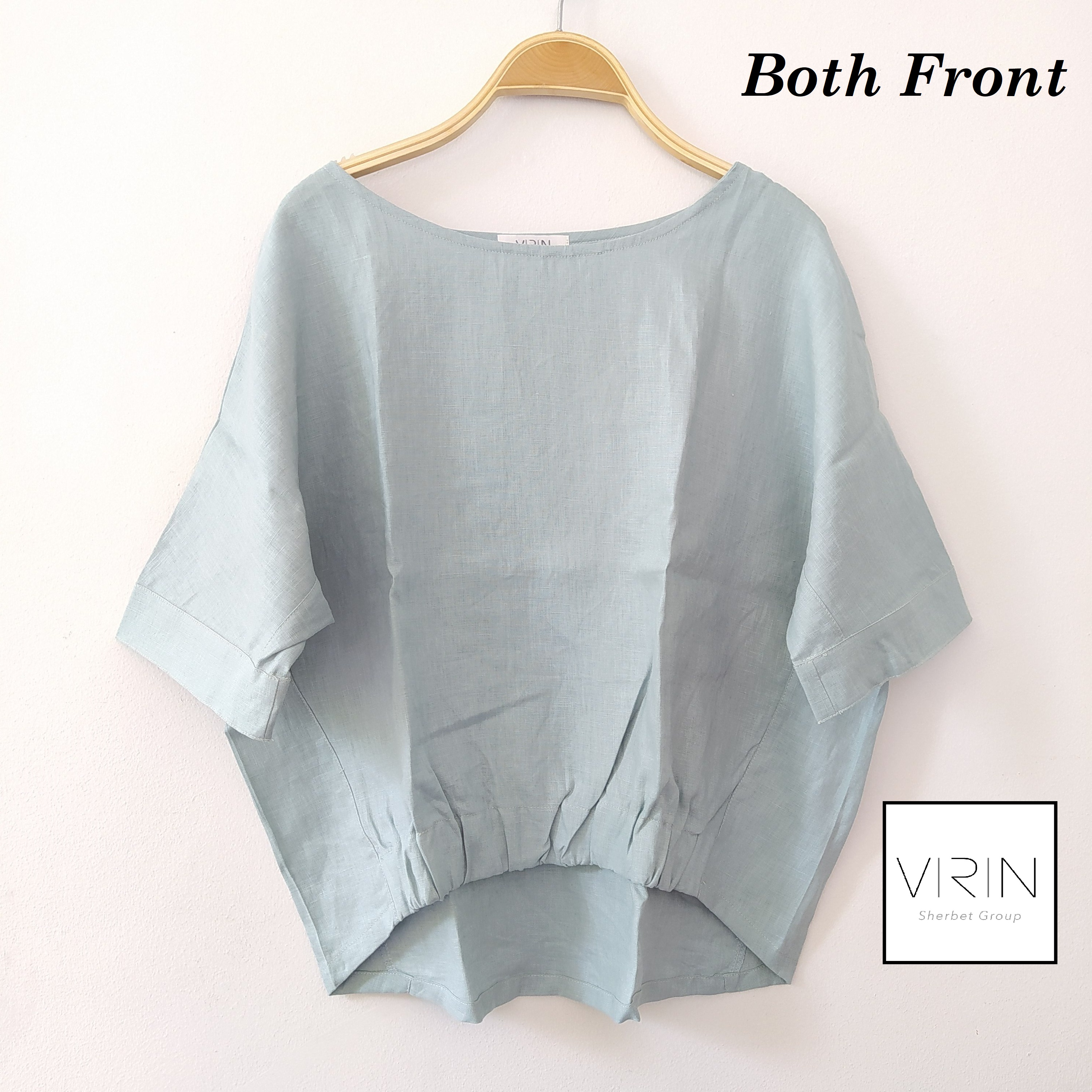 VIRIN clothing เสื้อผ้าแฟชั่น เสื้อลินิน รุ่น Both Front Linen ใส่ได้ 2 ด้าน อก 43 คอกลมปาด แขนศอก สีพื้น ผ้าลินิน แท้ 100% งานไทย Made in Thailand เก็บเงินปลายทาง