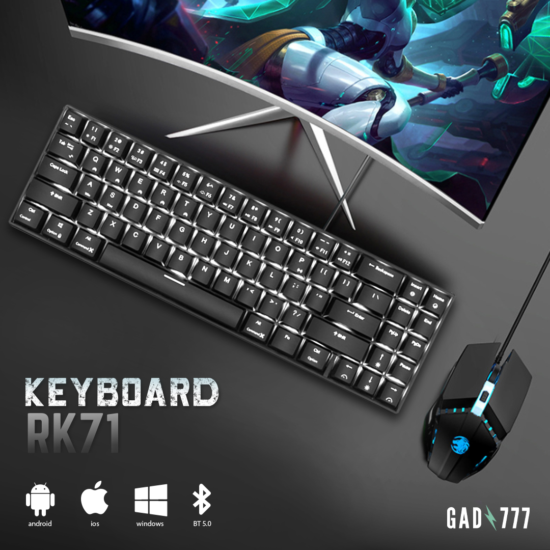 RK836/71 Mechanical Switch Keyboard 71 ปุ่ม คีย์บอร์ดไร้สาย Bluetooth ไฟLED คีย์บอร์ดเกม game keyboard