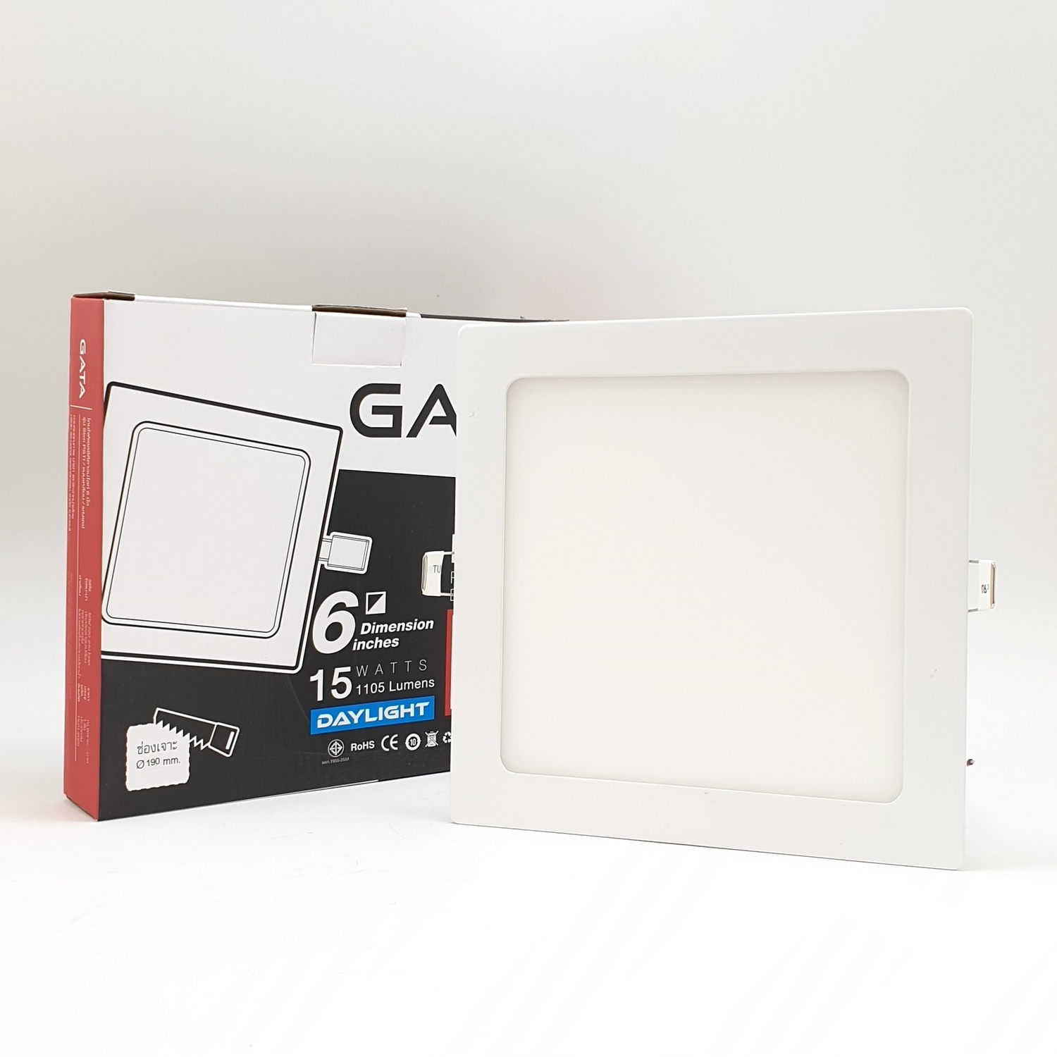 GATA โคมดาวไลท์ LED 6 นิ้ว 15W Day สี่เหลี่ยม (Slim) ราคา 197 บาท*ส่งฟรี