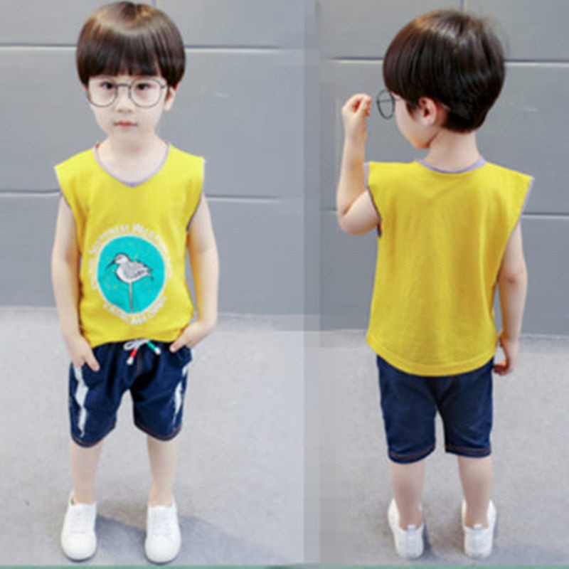 พร้อมส่ง เสื้อกล้ามเด็กและกางเกงขาสั้นสำหรับเด็กในช่วงฤดูร้อน