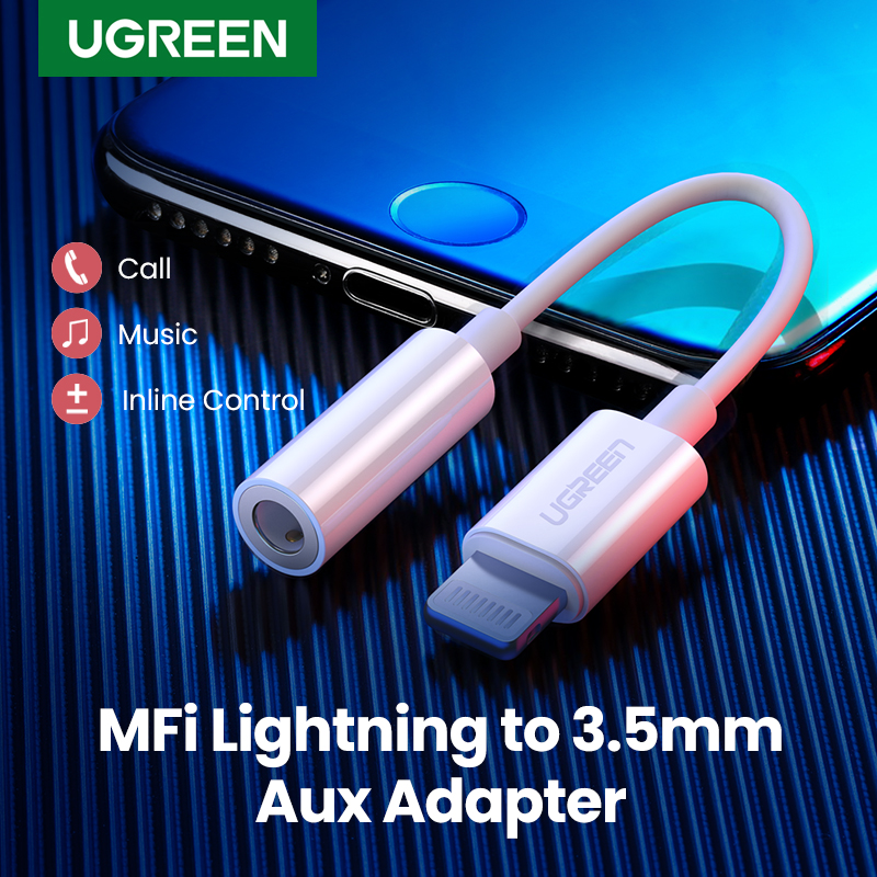 UGREEN MFI Lightning to 3.5mm Jack AUX Cable for iPhone 12 , 11, iPhone XR, XS, XS MAX, 8Plus, 8, iPhone 7 Headphones Audio Adapter Splitter