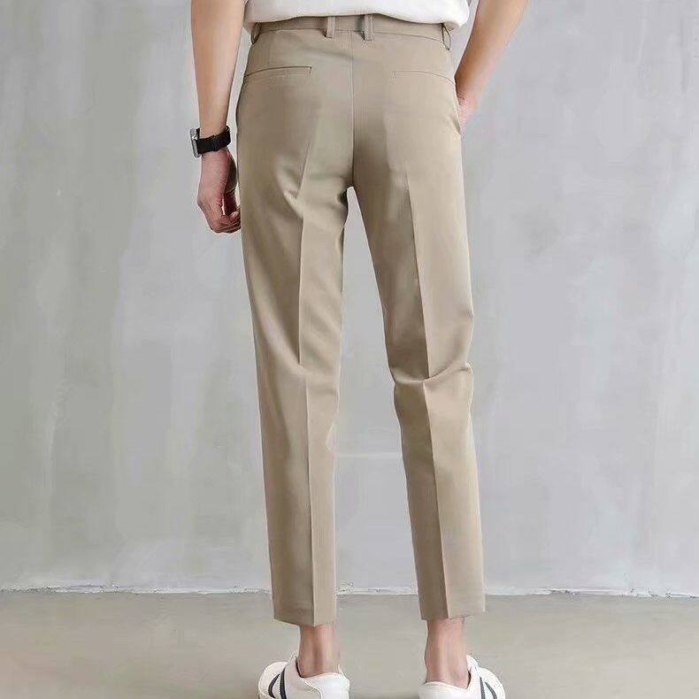 【จัดส่งที่รวดเร็ว】Lucky bean 2021 NEW!!กางเกงสแล็คขายาวผู้ชาย 9ส่วน กางเกงขายาวผช กางเกงแฟชั่นผช สวมใส่สบาย