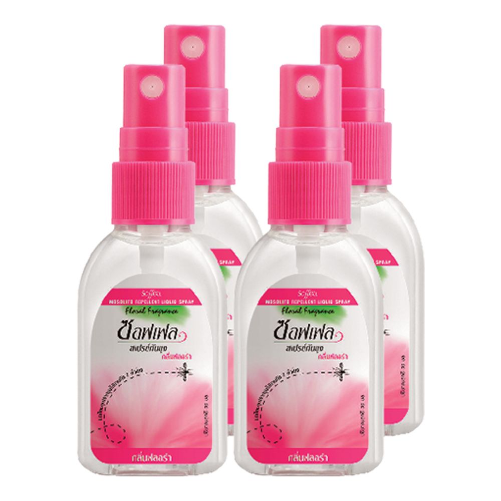 ส่งด่วน! ซอฟเฟล สเปรย์กันยุง กลิ่นฟลอร่า 30 มล. x 4 ขวด Soffell Mosquito Repellent Flora 30 ml x 4 สินค้าราคาถูก พร้อมเก็บเงินปลายทาง ราคา 163 บาท*ส่งฟรี