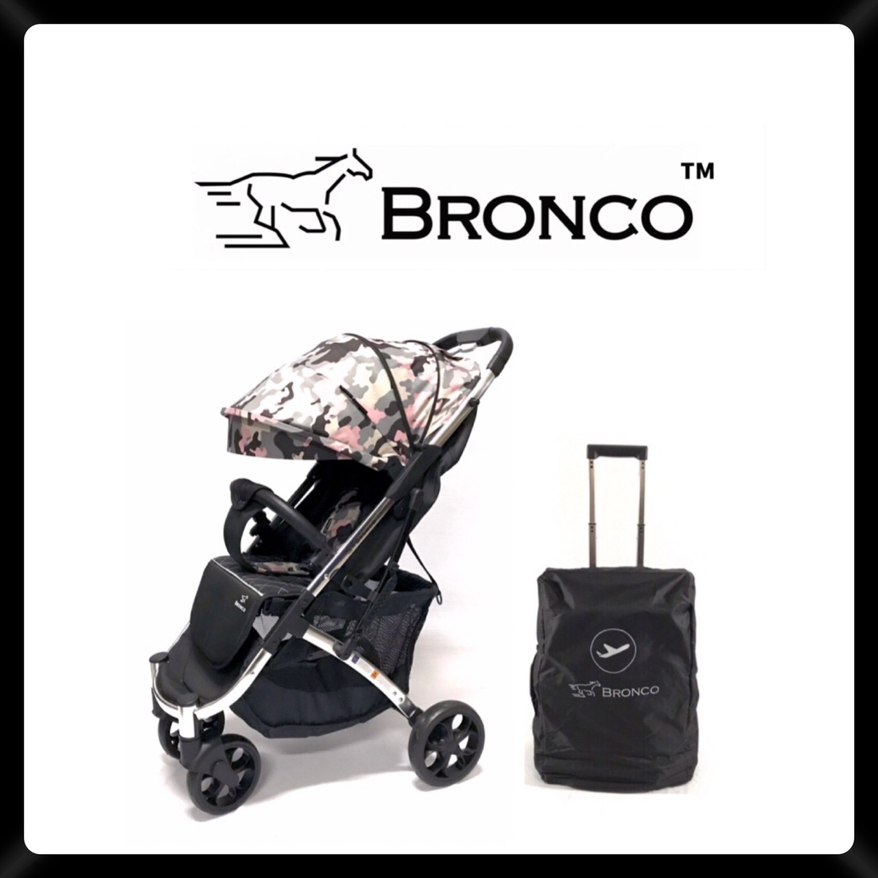 รถเข็นเด็กพับเล็ก BRONCO รุ่น Hybrid ขึ้นเครื่องบินได้ ของแถม 10 รายการ！