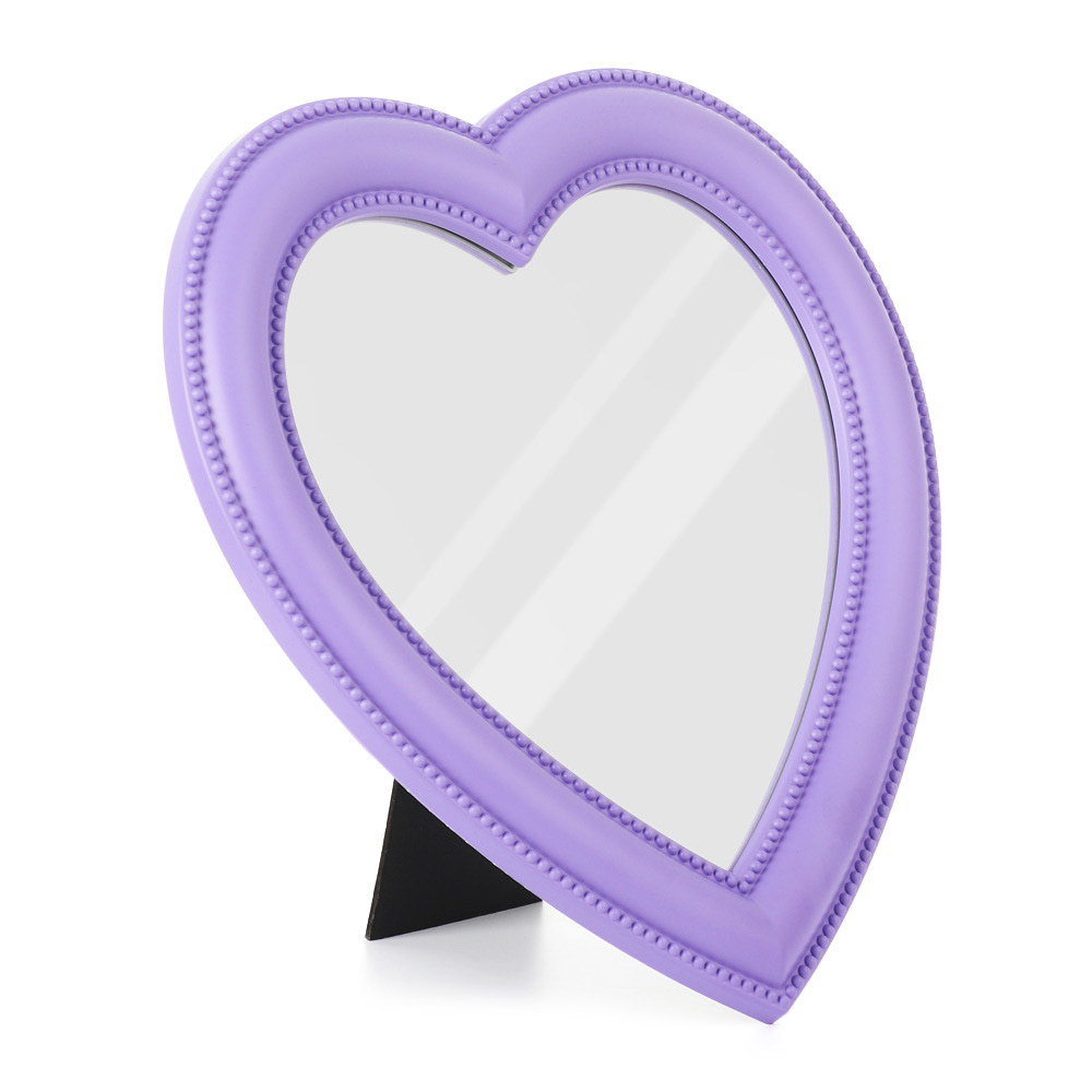 F8C503Y Portable Wall hanging Cute Women/Girls Handheld Heart Shaped Cosmetic Mirror Makeup Mirror
