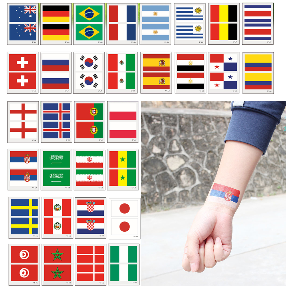 ORANGEJOY 2x Fashion Waterproof Game Cheer Euro Footballs World Cup Temporary Tattoos Country Flag Tattoo Sticker