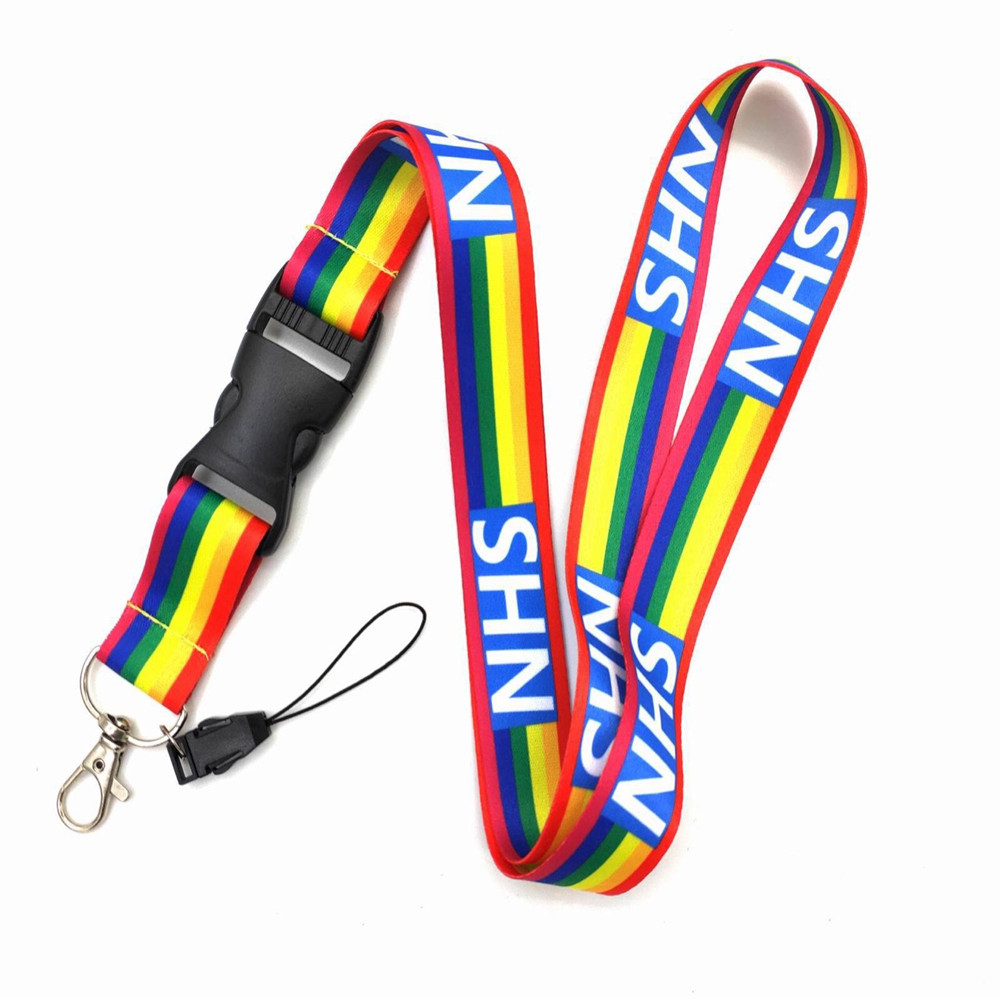 QIZI9595 Quick Release Safety Break Away For Keys ID Card Detachable ID Badge Holder Neck Strap Rainbow Lanyards Mobile Phone Holder NHS
