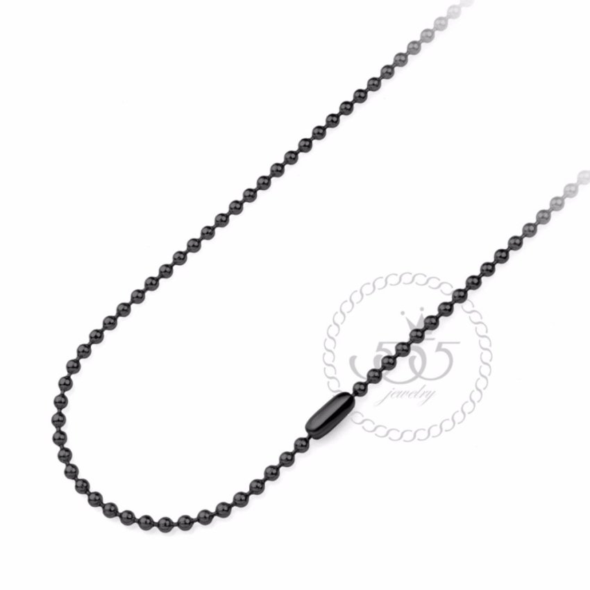 555jewelry Ball chain necklace สายสร้อยคอ บอลเชน สแตนเลสสตีล รุ่น MNC-C086-D (สี ดำ)