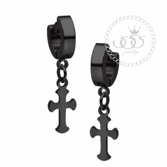 555Jewelry ต่างหูแฟชั่นห่วงเล็กห้อยไม้กางเขนสไตล์เกาหลี รุ่น MNC-ER640-D สี ดำ (สำหรับชาย/หญิง) 555Jewelry ต่างหูแฟชั่นห่วงเล็กห้อยไม้กางเขนสไตล์เกาหลี รุ่น MNC-ER640-D สี ดำ (สำหรับชาย/หญิง)