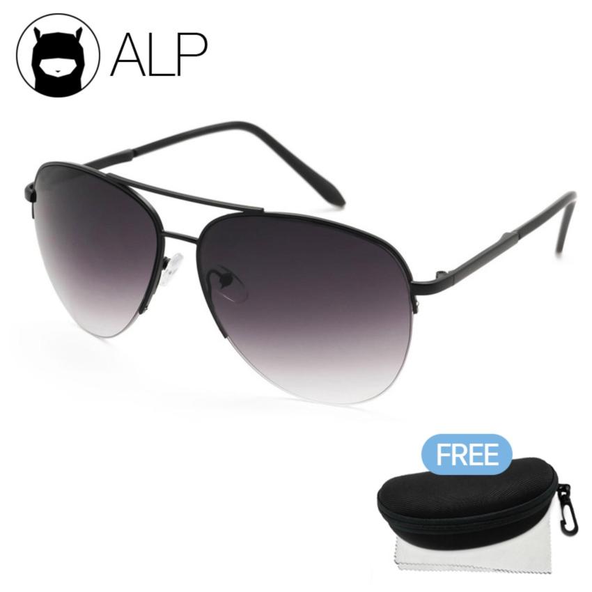 ALP Sunglasses แว่นกันแดด Aviator Style รุ่น ALP-0030-BKT-BKG (Black/Black)