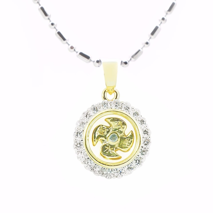 Bewi-G สร้อยคอแสตนเลส พร้อมจี้กังหันนำโชคแชกงหมิวเพชร รุ่น BG-N0001-16-SV+BG-P0016-GD-GD สีทอง