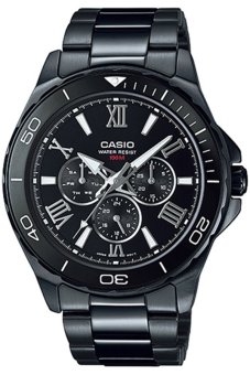 ประเทศไทย Casio นาฬิกาข้อมือผู้ชาย สายสเตนเลสสตีล รุ่น MTD-1075BK-1A1VDF-Black
