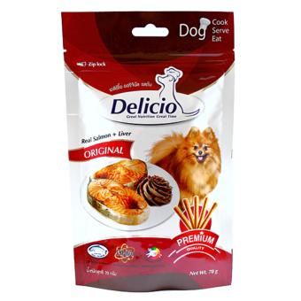 Delicio ขนมอบสำหรับสุนัข รสปลาแซลมอน และตับ 70ก. Delicio ขนมอบสำหรับสุนัข รสปลาแซลมอน และตับ 70ก.