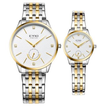 ราคา EYKI นาฬิกาข้อมือคู่รัก สายสแตนเลส สีสองกษัตริย์ / หน้าปัดสีขาว รุ่น E-2021