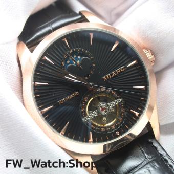 ประเทศไทย Fashion Auto นาฬิกาข้อมือผู้ชาย ระบบAutomatic เรือนทองPinkGold 3 ไมครอน สายหนังแท้ กันน้ำ100% แสดงการเดินด้วยกลไกบนหน้าปัด แสดงวันที่,รอบกลางวันกลางคืนด้วยเข็มบนหน้าปัดสุดคลาสสิค รุ่น AIL-P