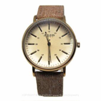 2561 Julius นาฬิกาข้อมือสตรี แท้ รุ่น JA-910-brown สายหนังหุ้มผ้า