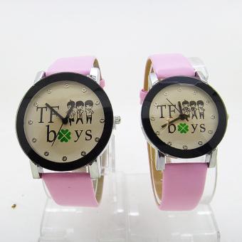 ราคา KATI watch 2 เรือนคู่ นาฬิกาคู่รัก นาฬิกาคู่ นาฬิกาข้อมืออนาล็อก สายหนัง ไม่มีตัวเลข นาฬิกาแฟชั่นผู้หญิง ผู้ชาย (w00110-pink)