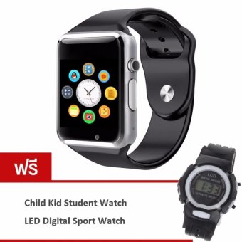 ซื้อ/ขาย MEGA Fashion Smart Watch with Bluetooth รุ่น MG0032 (Black/Silver) (ฟรี Child Kid Student Digital LED Sport Watch Black)
