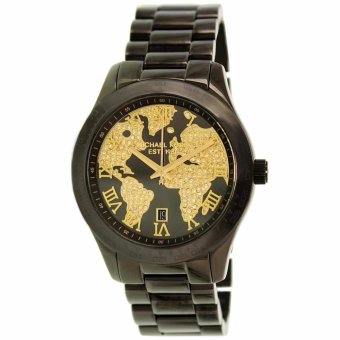 ประเทศไทย Michael Kors Layton World Atlas Pave Dial SS Quartz Ladies Watch MK6091