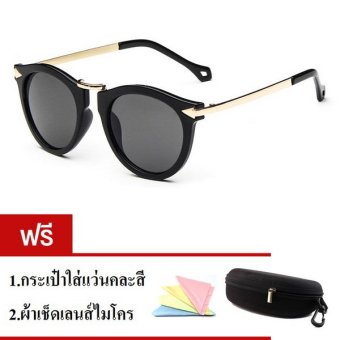 Midoricho Retro fashion Sunglasses แว่นตากันแดด รุ่น 29421 (สีดำ) แถมฟรี กระเป๋าใส่แว่นและผ้าเช็ดเลนส์t Midoricho Retro fashion Sunglasses แว่นตากันแดด รุ่น 29421 (สีดำ) แถมฟรี กระเป๋าใส่แว่นและผ้าเช็ดเลนส์t