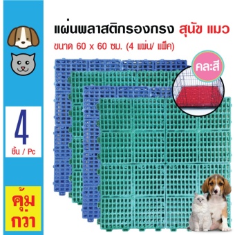 Pet Cage แผ่นจิ๊กซอ แผ่นพลาสติกรองกรง สำหรับสุนัข แมว กระต่าย ขนาด60x60 ซม. (4 แผ่�   �/ แพ็ค) x 4 แพ็ค