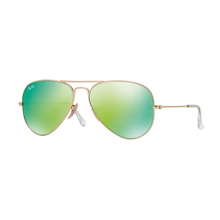 Ray-Ban แว่นกันแดด รุ่น Aviator Large Metal RB3025 - Matte Gold (112/19) Size 62 Cry.Green Mirror Multil.Green Ray-Ban แว่นกันแดด รุ่น Aviator Large Metal RB3025 - Matte Gold (112/19) Size 62 Cry.Green Mirror Multil.Green