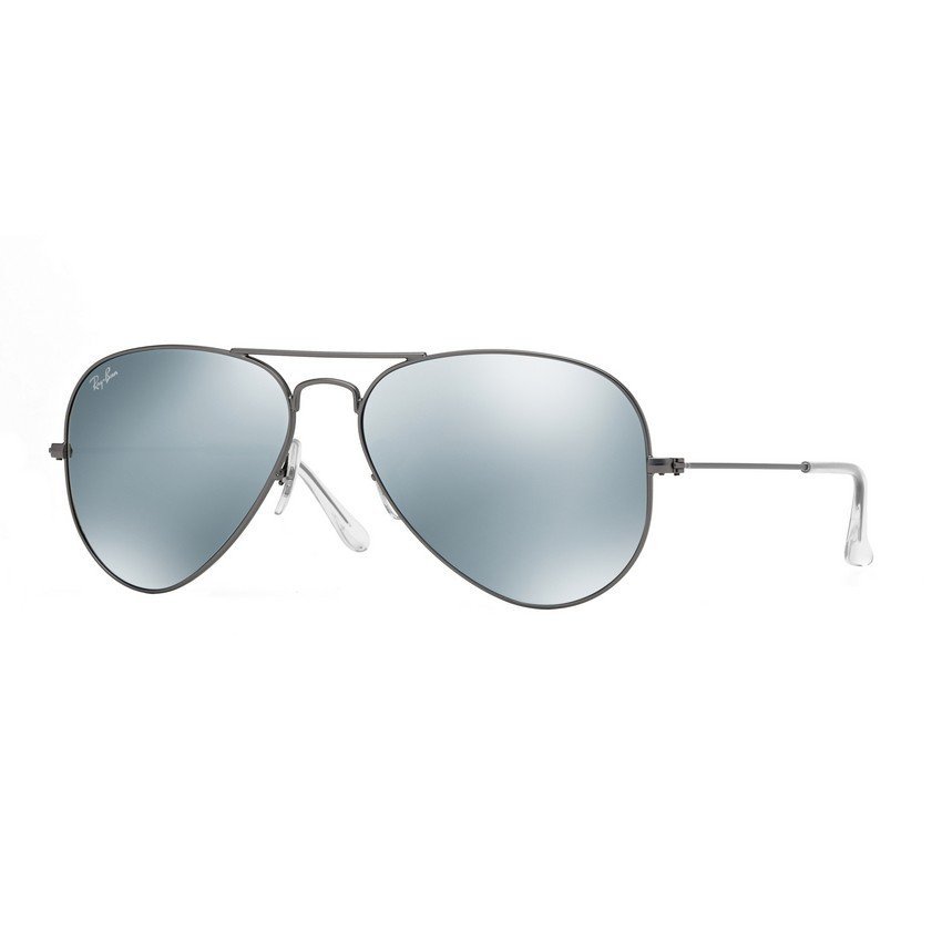 Ray-Ban แว่นกันแดด รุ่น Aviator Large Metal RB3025 - Matte Gunmetal (029/30) Size 58 Green Mirror Silver