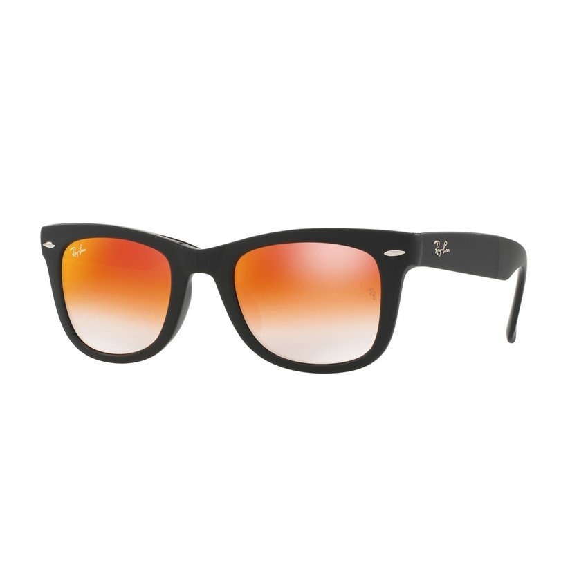 Ray-Ban แว่นกันแดด รุ่น Folding Wayfarer RB4105 - Matte Black (60694W) Size 50 Mirror Gradient Red