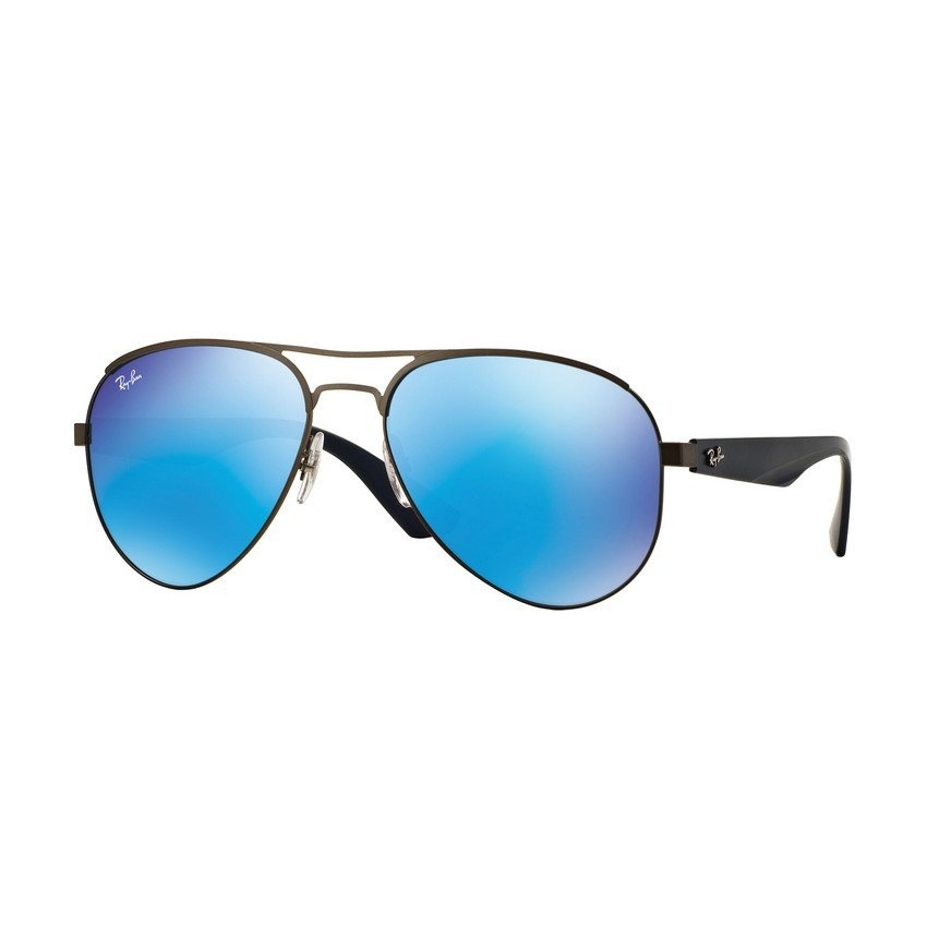 Ray-Ban แว่นกันแดด รุ่น - RB3523 - Matte Gunmetal (029/55) Size 59 Light Green Mirror Blue