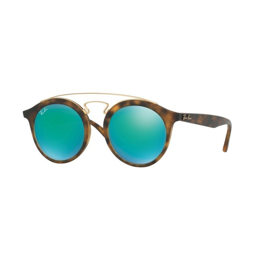 Ray-Ban แว่นกันแดด รุ่น - RB4256F - Matte Havana (60923R) Size 47 Green Mirror Green