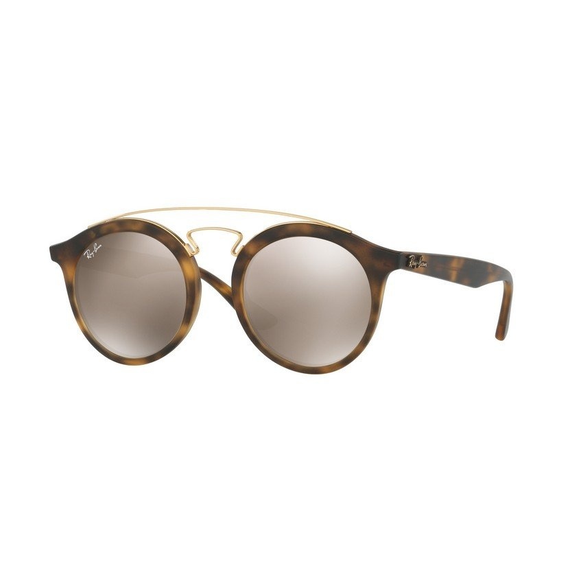 Ray-Ban แว่นกันแดด รุ่น - RB4256F - Matte Havana (60925A) Size 47 Light Brown Mirror Gold