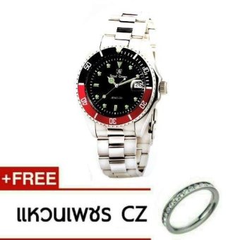 2561 Royal Crown นาฬิกาข้อมือผู้หญิง สายสแตนเลส รุ่น 3663L สี Black/Silver (แถวฟรีแหวน 1 วงค์)