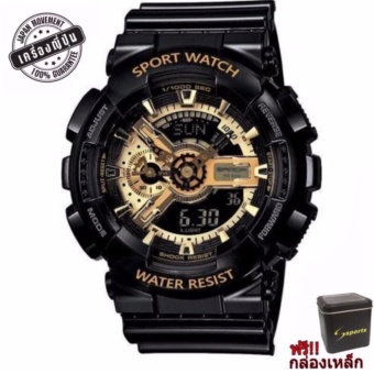 S SPORT นาฬิกาข้อมือ ชายและหญิง (แถมกล่องสวยหรู) กันน้ำได้ดี -GA110GB-1 (Black / Gold) New S SPORT นาฬิกาข้อมือ ชายและหญิง (แถมกล่องสวยหรู) กันน้ำได้ดี -GA110GB-1 (Black / Gold) New