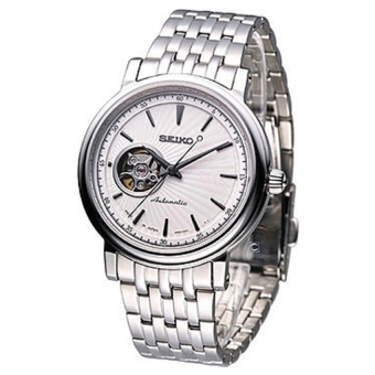 ราคา Seiko Presage ชาย สายเหล็กหน้าขาว show เครื่อง+กระจกซัฟฟรายSSA013J1