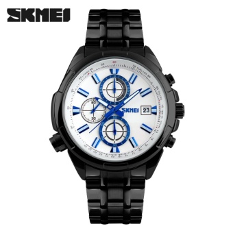 ราคา SKMEI 9107 นาฬิกาข้อมือผู้ชาย ระบบอนาล็อก โคโนกราฟ สายสแตนเลส สไตส์สปอร์ตสุดเท่ห์