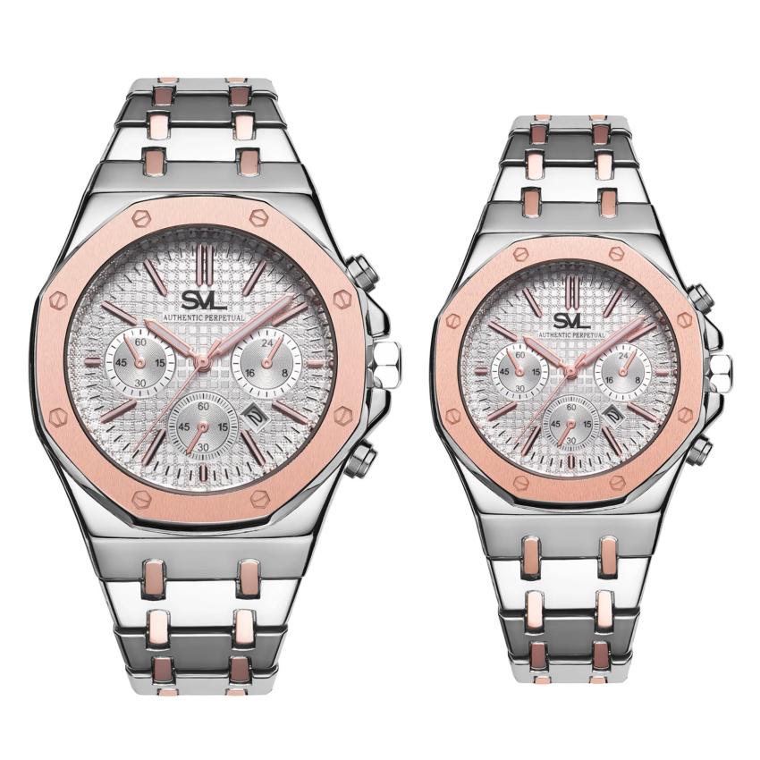 SVL Date Quartz นาฬิกาข้อมือคู่รัก มีวันที่ กันน้ำ 100% รุ่น GP80333-TR (Rose/ Silver-CP) แถมซองนาฬิกาสุดหรู SVL Date Quartz นาฬิกาข้อมือคู่รัก มีวันที่ กันน้ำ 100% รุ่น GP80333-TR (Rose/ Silver-CP) แถมซองนาฬิกาสุดหรู