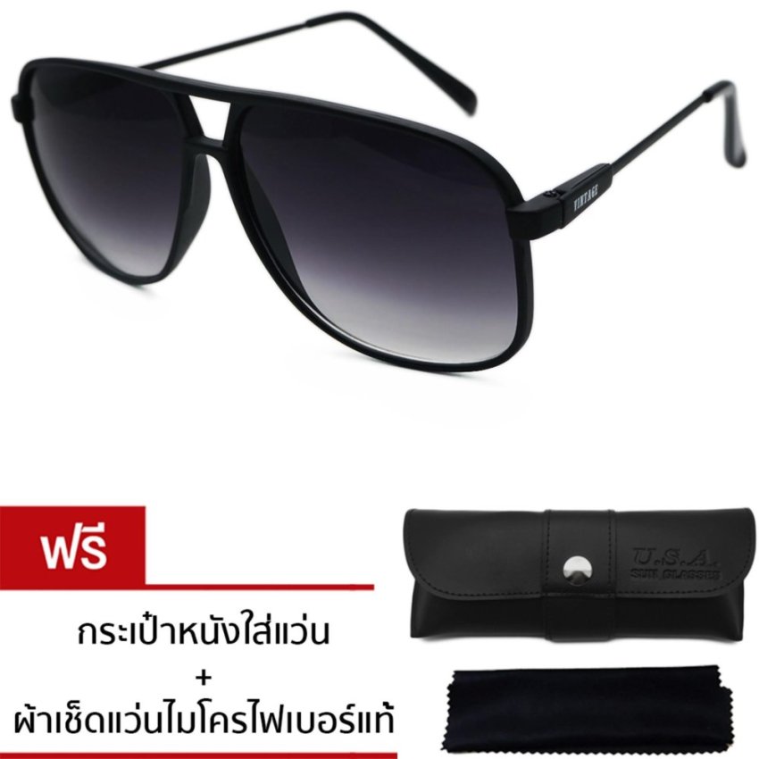 Vintage Glasses Terry Aviator แว่นตากันแดด รุ่น VG001-304GD_Black Gray