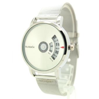 Womage Watch นาฬิกาข้อมือชาย-หญิง สาย Stainless หน้าเงินเงา ระบบจานหมุนตัวเลข WM-2 Womage Watch นาฬิกาข้อมือชาย-หญิง สาย Stainless หน้าเงินเงา ระบบจานหมุนตัวเลข WM-2