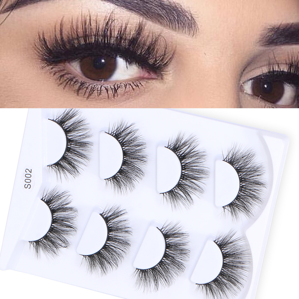 DAOQIWANGLUO SKONHED 4 pairs New Handmade Eye Extension Long Natural 3D Fluffy 10mm-25mm False Eyelashes Mink Lashes