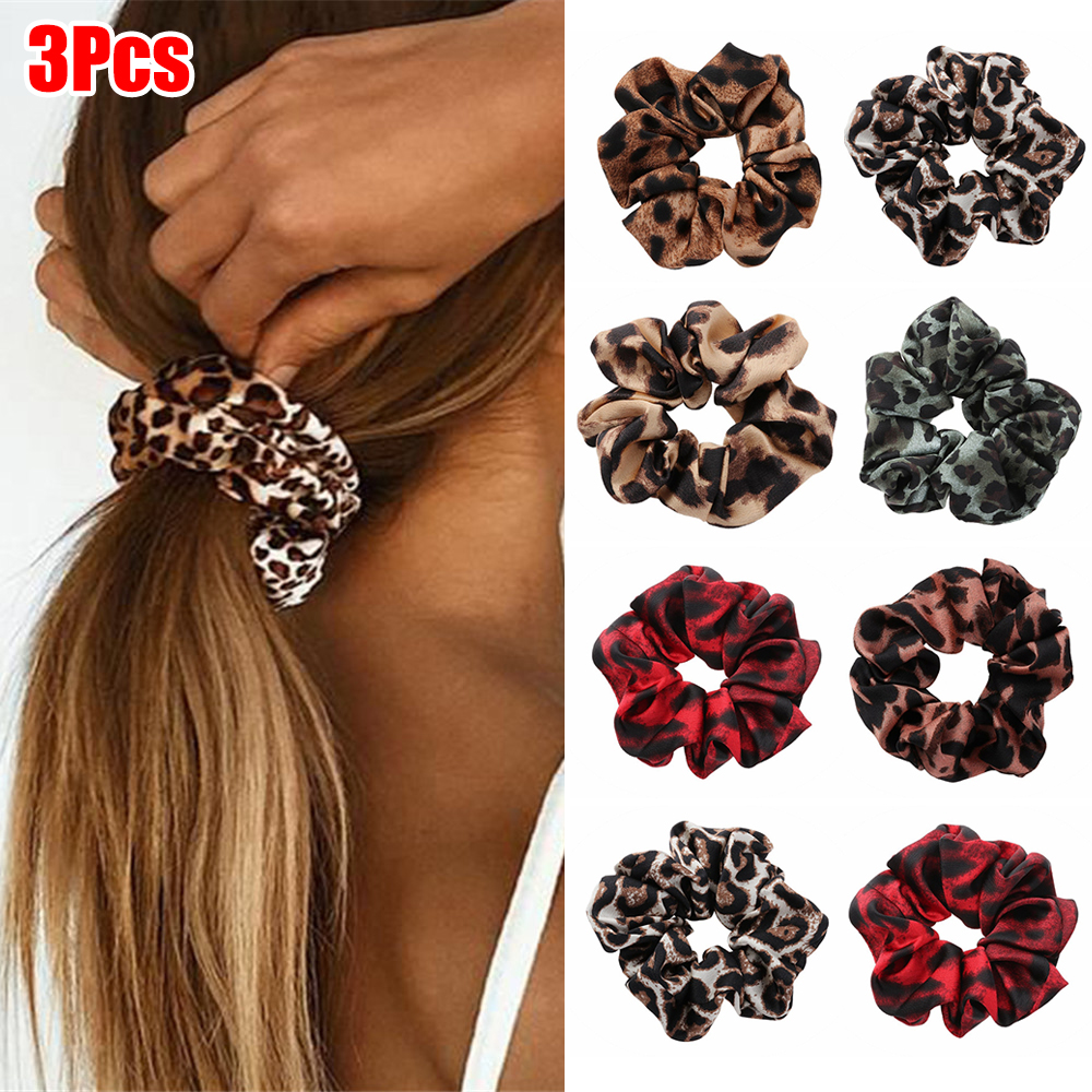 F8C503Y 3Pcs Elastic Hair Accessories Hairbands Ponytail Holder Rubber Band Leopard Hair Scrunchies Hair Ring Hair Rope