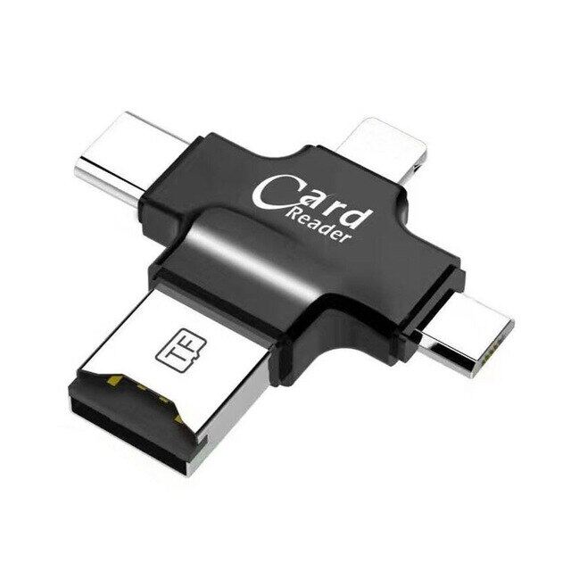 การ์ดรีดเดอร์ 4 in 1 Micro USB Type C 8 Pin TF Card OTG สำหรับ iOS Android Ipad/iphone 7plus/6s/5s