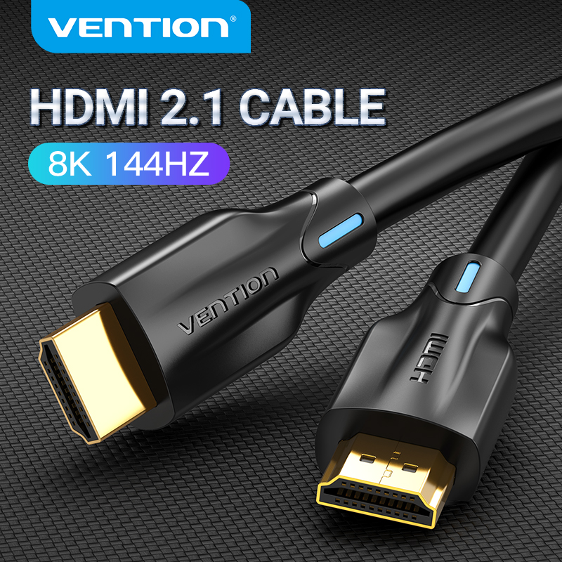 Vention สาย HDMI 2.1 4K/120Hz 2K/144Hz 3D สายเคเบิล HDMI ความเร็วสูง48Gbps สำหรับสวิตช์แยก PS4กล่องสายต่อวิดีโอเสียง8K HDMI