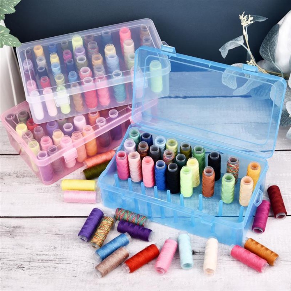 JPO2 42 Axis Mới Hộ gia đình Trong suốt Dây Phụ kiện May Kim Spool Organizer Hộp đựng bobbins Hộp chỉ may