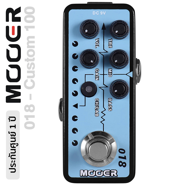 Mooer® Micro Preamp 018 Custom 100 Guitar Effect ** 1 Year Warranty ** ราคา 3,699 บาท*ส่งฟรี